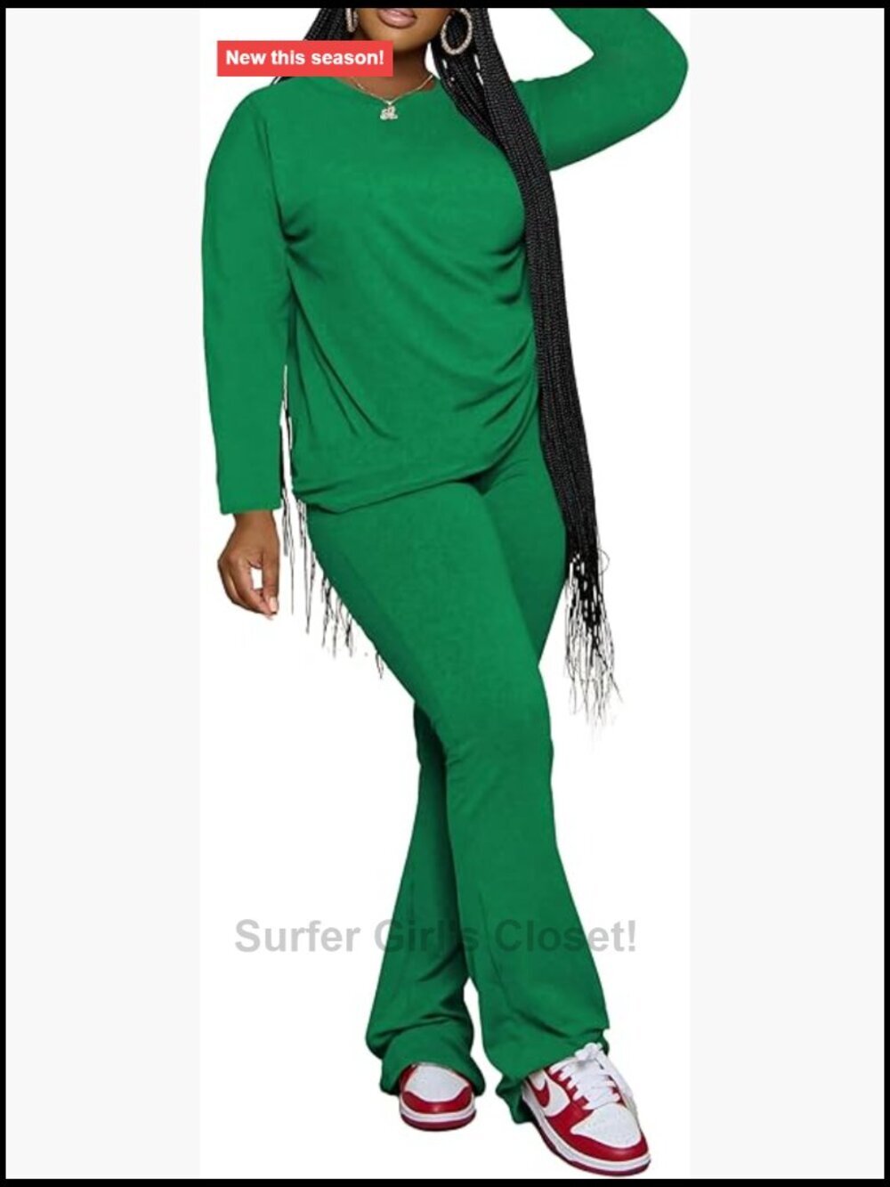 Women's 2 Piece Lounge Set Long Sleeve Top Flare Pants Tracksuit